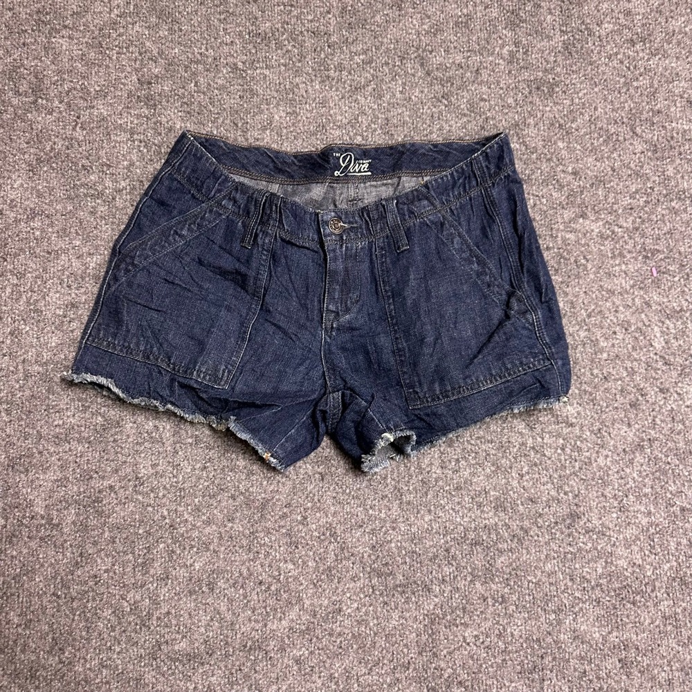 Old Navy Denim Shorts Womens Size 2 Dark Wash The Diva Raw Hem Cotton Casual